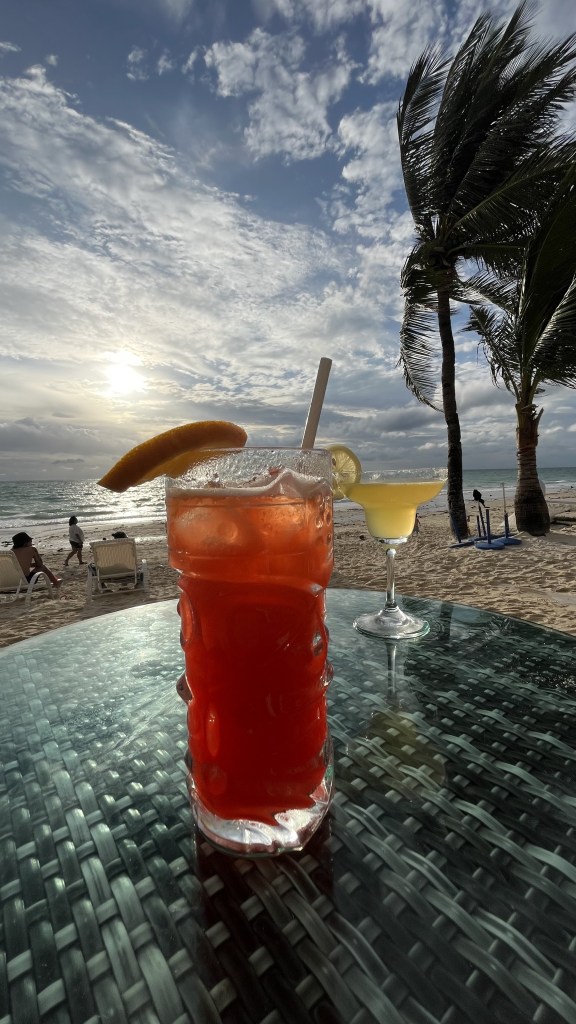 Photo of two cocktails outside of the bar in the Boracay Ocean Club compound in the afternoon.