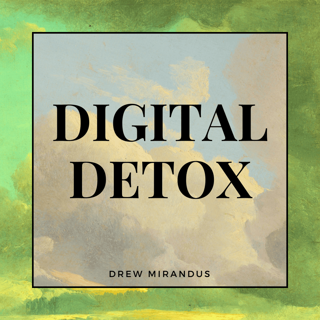 A calming, nature-inspired background with the bold text "Digital Detox," symbolizing a journey toward mindfulness, mental clarity, and intentional technology use.